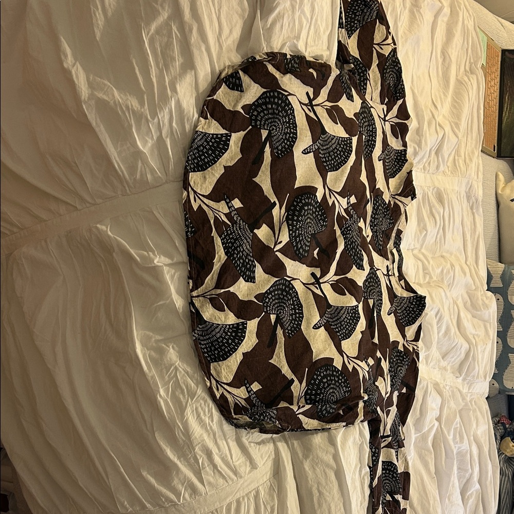 Brown and Cream Floral Tote Bag